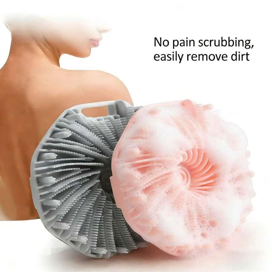 Premium Silicone Body Brush, Shower Scrubber, Quick-Dry Exfoliating Alternative To Loofah, Hygienic, Lathers Well, Long-Lasting Gentle Exfoliating & Massaging Scrubber, Suitable For Women, Men, Sensitive Skin - Pink - View 1