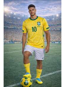 Men's Brazil T-Shirt For The 2026 World Cup, Fan Model. - Yellow - View 3