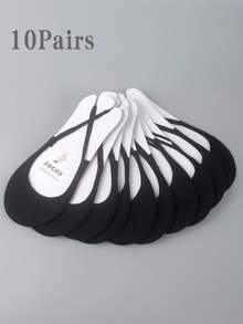 10双装女士船型腿套，低帮隐形腿套，带松紧带，适合搭配高跟鞋 - 彩色 - 查看 17