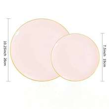 20件套粉色和金色塑料餐盘，包括10.25英寸餐盘和7.5英寸沙拉盘，适合各种场合，非常适合派对、生日、婚礼、厨房、圣诞礼物。 - 粉色 - 查看 7