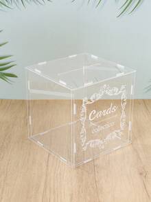 1套透明亚克力婚礼卡片盒签到盒，带插槽，多功能婚礼登记盒，婚礼邀请卡放置盒，适用于婚礼派对装饰用品，非常适合用于招待会、礼品和礼金，新娘送礼会装饰，长：24.5，宽：24.5，高：23.5 - 透明 - 查看 7