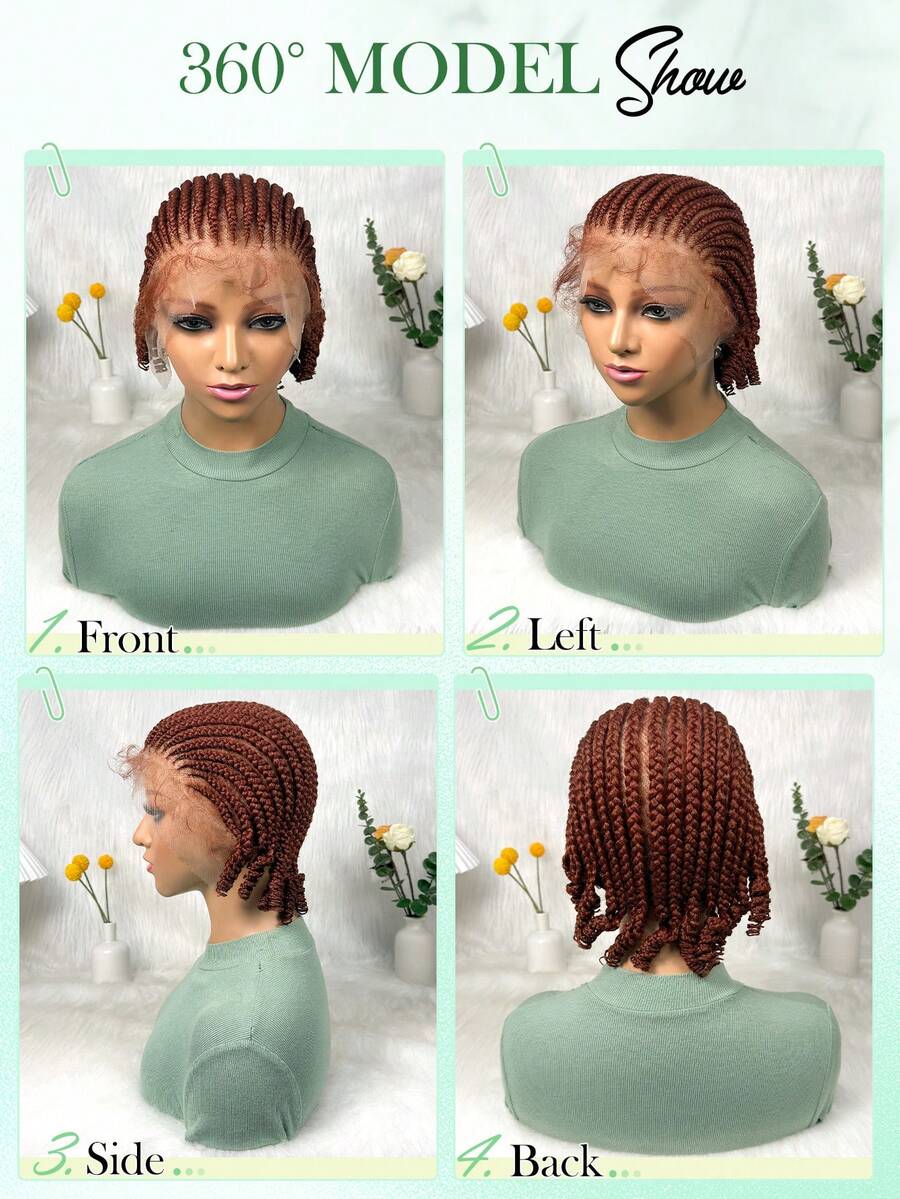 HD Full Lace Braided Headband Wig, Short Lace Braided Curly Ends, Fashionable Halloween Gift | Stylish Wear