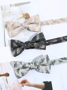 1件男士商务风叶子植物图案预系领结 - 彩色 - 查看 1