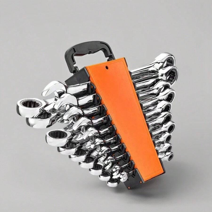 819mm Metric Ratchet Wrench, 72-Tooth Chrome Vanadium Steel Ratchet Combination Wrench With Organizer - Random Wrench - View 1