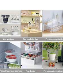 1/2/3/4/5 Pcs Acrylic Display Stand Set, Transparent Storage Rack Suitable For Collectibles, Desserts, Small Figurines, Cupcakes And Candy Bars, Rectangular Multi-Tier Desktop Organizer, Applicable For Home, Kitchen, Office, Dorm Decor And Storage - Clear - View 4