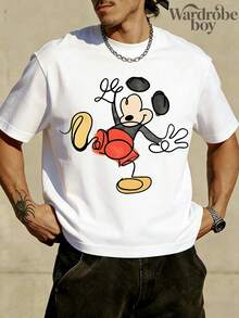 Disney Printed T-Shirt,Men's Retro Mickey T-Shirt, Classic Mickey Shirt, Mickey Mouse Shirt, Cute Mickey Shirt, Family Travel Shirt, Disneyland Family Matching Outfits , Unisex,High-Quality Pure Cotton T-Shirt,Suitable For All Seasons, Comfortable And Breathable| Exquisite Design | The Best Choice For Giving Gifts - 白色 - 查看 1