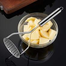 Machacador de papas Prensa para uso doméstico Preparador de comida para bebés Prensa para huevos de acero inoxidable Machacador y triturador - Plateado - Ver 2