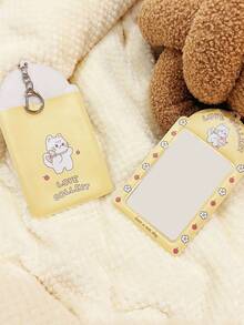 Ví đựng thẻ dễ thương (Hồng & Đen), Móc khóa hình trái tim, Có thể đựng thẻ ID, thẻ người nổi tiếng, thẻ xe buýt, phiếu ăn, thẻ tàu điện ngầm, ảnh, giấy phép cư trú, thẻ ra vào, Dùng hàng ngày - Nhiều màu - Xem 4