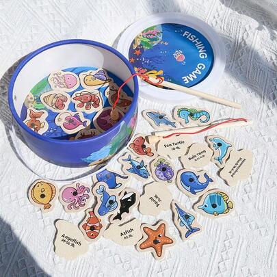 31pcs Magnetic Fishing Game Toy Set, Concentration Training, Hand-Eye Coordination Exercise, Interactive Puzzle Desktop Toy For Children