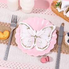 20张/40张/60张装，蝴蝶造型纸巾，双层13 x 13英寸大包装一次性鸡尾酒金箔纸巾，适用于蝴蝶主题派对、宝贝派对、婚礼、生日派对等场合的餐桌一次性宾客纸巾 - 粉紅色 - 查看 4