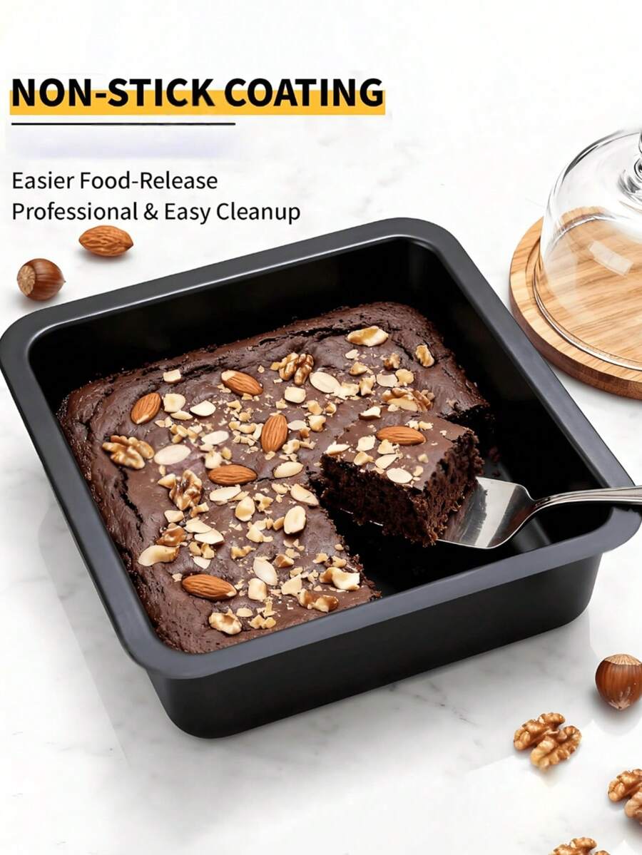 1 pieza Molde cuadrado para pasteles antiadherente de 8 pulgadas, apto para pasteles, brownies, lasaña, etc. Utensilios de hornear de acero al carbono con calentamiento uniforme, fácil de limpiar
