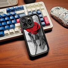 1 chiếc ốp lưng hình hoa hồng đỏ lớn, dễ thương, xinh xắn, rực rỡ, thời trang theo phong cách Châu Âu và Mỹ, gọng kính màu đen mờ, thiết kế bậc thang, bảo vệ toàn diện, mềm mại, tương thích với điện thoại /Galaxy/Honor, phiên bản quốc tế, không phải phiên bản nội địa. - Nhiều màu - Xem 5