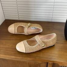 2026 Spring New Mary Jane Shoes For Women, Round Toe Color Block Strap Slip-On Shoes, Elegant - Camel - View 3