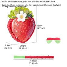 4pcs Strawberry Shaped Piñata Set, Strawberry Theme Piñata Suitable For Birthday Party, Party Decoration, Fun Decoration, Photo Props, Includes Bat And Blindfold, Confetti - Strawberry-shaped Piñata Set - View 4