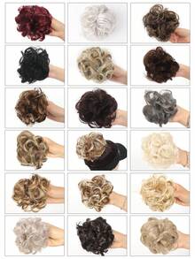 爪夹式凌乱发髻假发片 合成波浪发髻甜甜圈盘发发髻假发片 女士女孩接发 - 彩色 - 查看 6