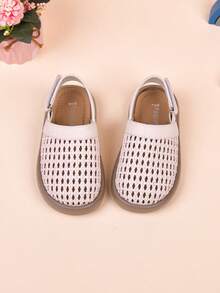 Kids Casual Versatile Woven Slip-On Flat Sandals - Beige - View 5