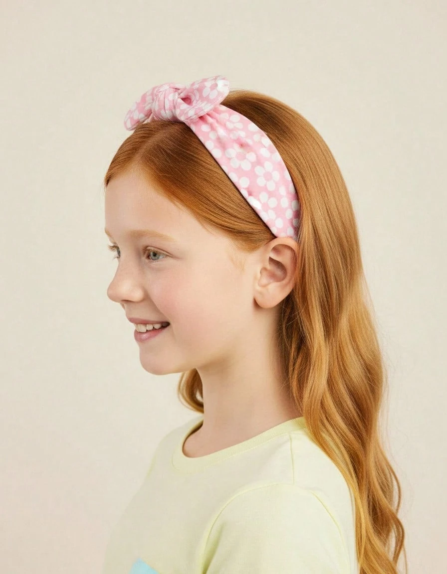 2入組女孩兔耳花布頭箍 - 彩色 - 查看 1