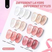 Beetles Gel Polish Whispers Of Love Jelly Gel Nail Polish Set - 6 Colors Milky White Nude Pink Neutral Sheer Translucent Soak Off UV Gel Nail Kit - Whipsers of Love - 查看 2