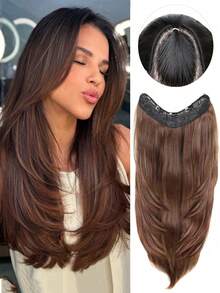 26 Inch Multi-Layer V-Shaped Hair Clip Style, Fitting And Increasing Hair Volume, With A Layered Multi-Layer Long Hair Wig Extension Piece - Multicolor - View 11