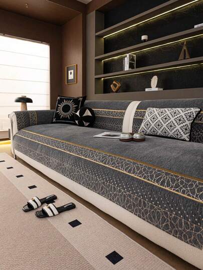 بطانية كنبة من البوليستر بنمط هندسي، بطانية كنبة مقاوم للانزلاق والخدش، قابل للغسل في الغسالة، مناسب لغرفة النوم والمكتب وديكور المنزل، مناسب لجميع الفصول