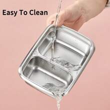 2-Compartment 304 Stainless Steel Lunch Box With Spoon, 530/850Ml Microwave Heatable Bento Box, Reusable Fruit Salad Food Container, Sealed Leak-Proof Lunch Container, Suitable For Students & Adults To Use At School, Office, Travel, Picnic,Back To School - Multicolor - View 10