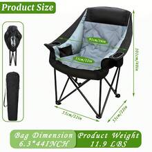 Oversized Extra Large Padded Camping Chair Portable Folding Large Camp Lounge Beach Chairs For Outdoor Adults Men And Women Heavy-Duty 500 Pound Capacity With Cup Holder - Multicolor - View 3