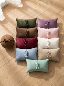 Newborn Photography Props Pillow With Bow Soft Velvet Baby Posing Pillows Bowknot Set Bed Basket Cushion Mat Studio Shooting Accessories - Multi - View 9