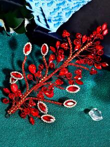 1pc Gold Rhinestone Bridal Hair Clip, Handmade Women's Headpiece Suitable For Weddings & Parties - Multicolor - View 8