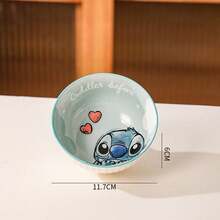 Disney Vajilla de cerámica con diseño de Stitch, cuencos de arroz para el hogar, juego de cuencos y platos de alta calidad, set de regalo - Multicolor - Ver 14