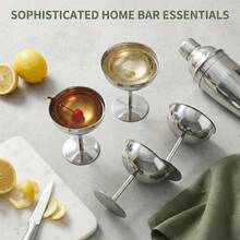 1 Set Stainless Steel Ice Cream Cup, Dessert Bowl, Round Pedestal Pudding Tray, Salad Fruit Yogurt Snack Candy Plate, Suitable For Party Use - Silver - View 2