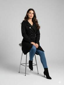 Women's Elegant Overcoat With Buttons – New Winter Collection, Stylish And Chic For Everyday Wear, Outings, Parties, And The Office. - 黑色 - 查看 5
