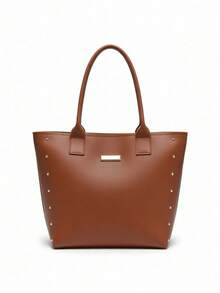 Large, Spacious, And Modern Women's Shoulder Bag For Work, Beach, And Everyday Use. - Camel - View 2