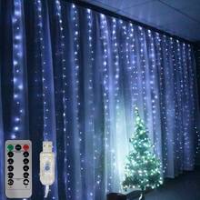 1pc 8 Lighting Modes Window Curtain String Lights, USB Powered Indoor LED Lights For Atmosphere, Holiday, Birthday Party, Wedding, Vacation Room Window Decor (Remote Control Batteries Not Included) - USB Plug - View 11