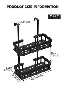 浴室门挂篮、浴室收纳架、浴室挂架、双层浴室置物架、浴室收纳篮、浴室配件、浴室整理、夏季浴室装饰 - 彩色 - 查看 2