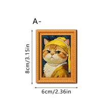 1/6pcs Interesting Cat Painting Fridge Magnets, Creative 3D Mini Photo Frame Fridge Stickers, Kitchen Office Home Decor Aesthetic Art Gift - Cat Magnetic Sticker - View 17