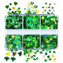 1 somier holografic verde pentru scrapbooking, accesorii DIY, frunze de arțar, trifoi cu patru foi, note muzicale, paiete, rășină epoxidică, umplutură, breloc de Ziua Sfântului Patrick, consumabile pentru artizanat - Verde - Vizualizare 7