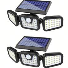 1/2PCS High Brightness 74 LED Solar Wall Light Motion Sensor Outdoor Courtyard LED Floodlight IP65 Household Waterproof Solar Light - màu đen - Xem 12