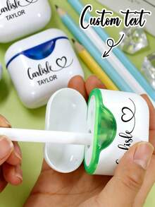 Customizable Name Pencil Sharpener, Personalized White Dual-Head Manual Pencil Sharpener, Customizable Birthday Gift Christmas Gift, Suitable For Son And Daughter - Multicolor - View 7