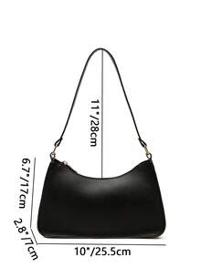 极简时尚单肩腋下法棍包 - 黑色 - 查看 3