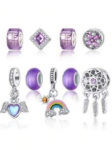 9件套紫色流苏、心形、彩虹吊坠饰品，时尚配饰 - 彩色 - 查看 4