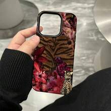 Floral Leopard Print Phone Case With Camera Cutout For IPhone 17 17pro 17promax 16Pro,16ProMax,14,15,16,13,14,15,12,11 Promax,Plus,Glossy,Rugged Durable, Scratch-Resistant, And Stylish A Perfect Gift. - Multicolor - View 4