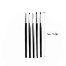 5pcs Nail Art Pen Set With Silicone Brush Heads, Suitable For Acrylic Flower Nail Carving, Embossing, Shaping, Hollow Sculpture, Dotting And Other Nail Art Tools - Black - View 8