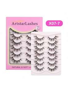 7 Pairs 3D Mink Lashes Cat Eyelashes Fluffy Wispy Volume Lashes Natural Feathery Effect Lightweight Flexible Band Fake Lashes - View 10