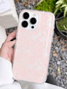 1pc Romantic Lace Pattern Transparent Anti-Slip Airbag Soft Phone Case Suitable For IPhone 11/12/13/14/15/16 Pro Max - Multicolor - View 2