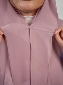 1pc 3-In-1 Instant Chiffon Hijab With Built-In Magnet And Inner Cap/All-In-One Instant Hijab - No Pins Needed, Non-Slip Fit, Quick Wear - Leather Pink - View 5