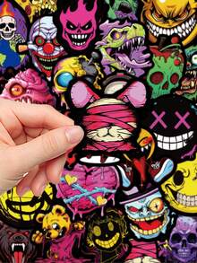 50pcs Gothic Cartoon Ghost Face Skull Stickers Cell Phone Case Handbook Laptop Luggage Skateboard Helmet Decorative Stickers - A - View 9