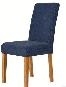 1/2/4件装高弹提花面料椅套，条纹格子图案，可拆卸可水洗，耐用舒适，适用于厨房、宴会厅、家庭和餐厅。 - 海軍藍 - 查看 3