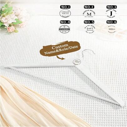 1pc Custom Name And Role Hanger, Custom Wedding Style Hanger With Name And Role, Custom Wedding Hanger, Personalized Name And Role Hanger, Personalized Hanger, Wedding Hanger For Groomsman, Groom Suit Hanger, Bridesmaid Proposal, Wedding Dress Hanger, Best Man Gifts, Wedding Decor, Wooden Hanger, Ideal For Anniversaries, Wedding Gift, Best Gift For Couples, Besties, Girlfriend, Boyfriend, Colleagues, Gift For Him/Her