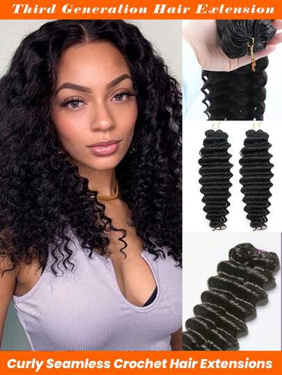 Tóc giả bện kiểu Boho sóng sâu, xoăn, móc sợi, làm từ tóc người thật, không thắt nút, trọng lượng 50g/150g/250g, đã được tách sẵn, xoăn nhẹ, màu tự nhiên, tóc nối móc sợi Miracle Knots.