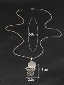 1/2 chiếc vòng cổ độc đáo dành cho người hâm mộ bóng rổ, vòng cổ mặt dây chuyền hình lưới bóng rổ phong cách đường phố unisex, trang sức thép không gỉ làm quà tặng cho bạn trai, vòng cổ mặt dây chuyền hình lưới bóng rổ, trang sức thép không gỉ [Không hộp] - Nhiều màu - Xem 2